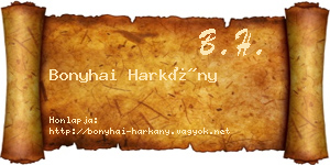 Bonyhai Harkány névjegykártya